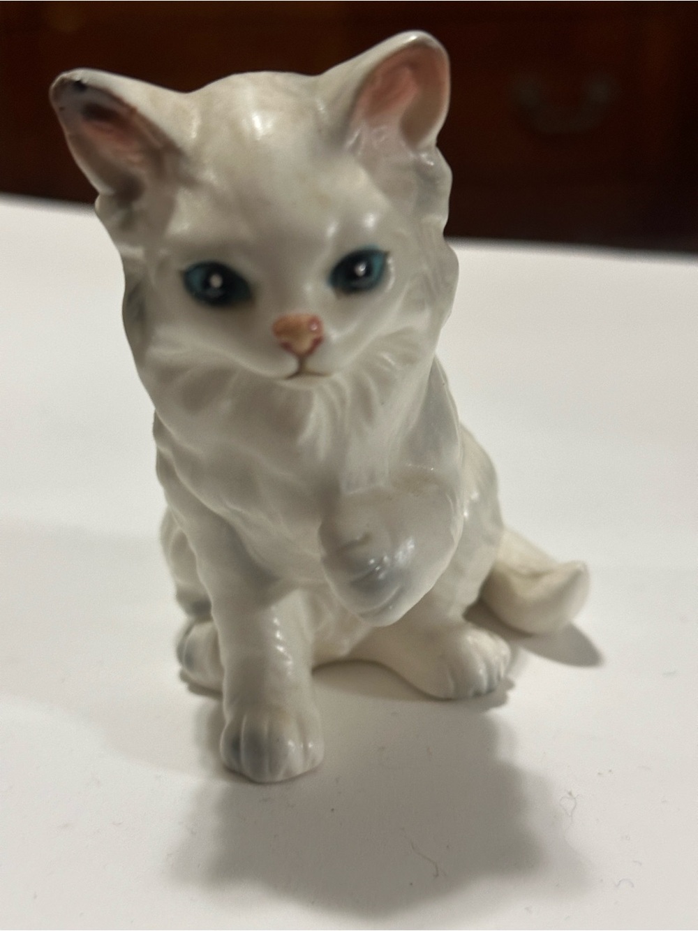 Ceramic White Cat Figurine - Decorative Pet Statue